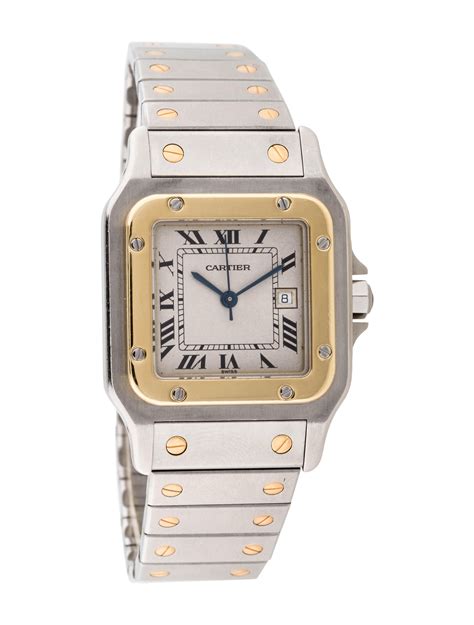 cartier dual tone watch|cartier santos diamond bezel.